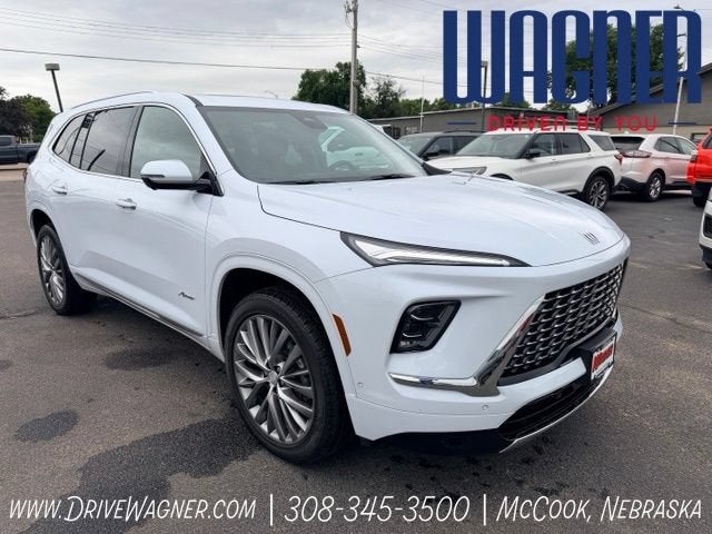 2026 Buick Enclave Avenir in Iridescent White Tricoat — front three-quarter view