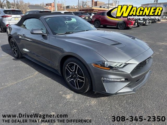 2021 Ford Mustang EcoBoost Premium in Carbonized Gray Metallic — front three-quarter view