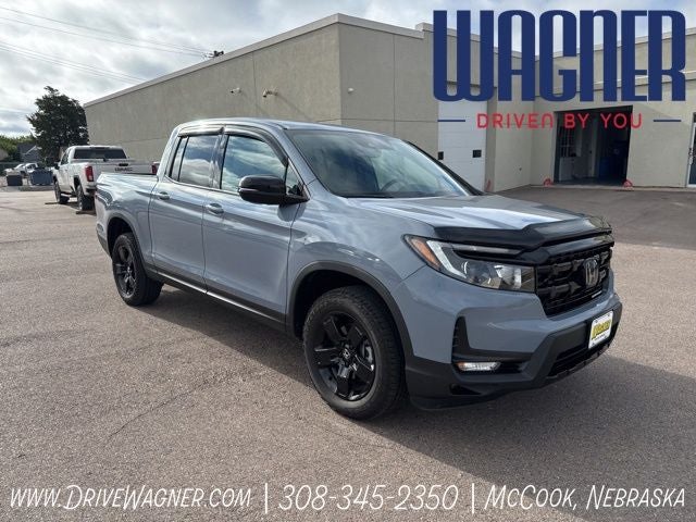 2025 Honda Ridgeline Black Edition in Sonic Gray Pearl — front three-quarter view